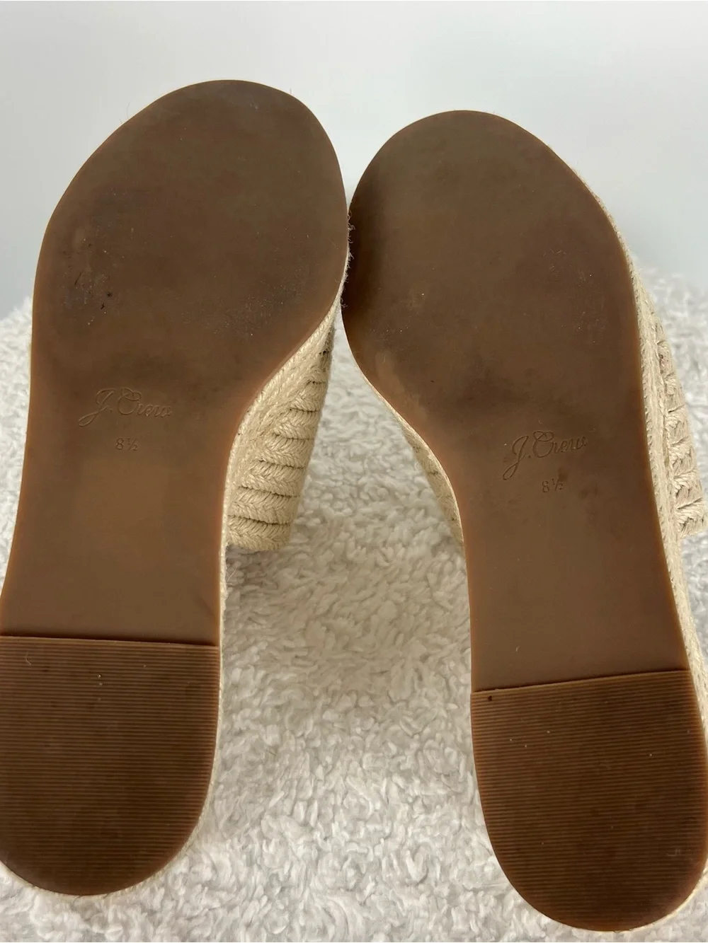 J. Crew Espadrille Platform Braided Wedge Slide Sandals Natural Beige Size 8.5
